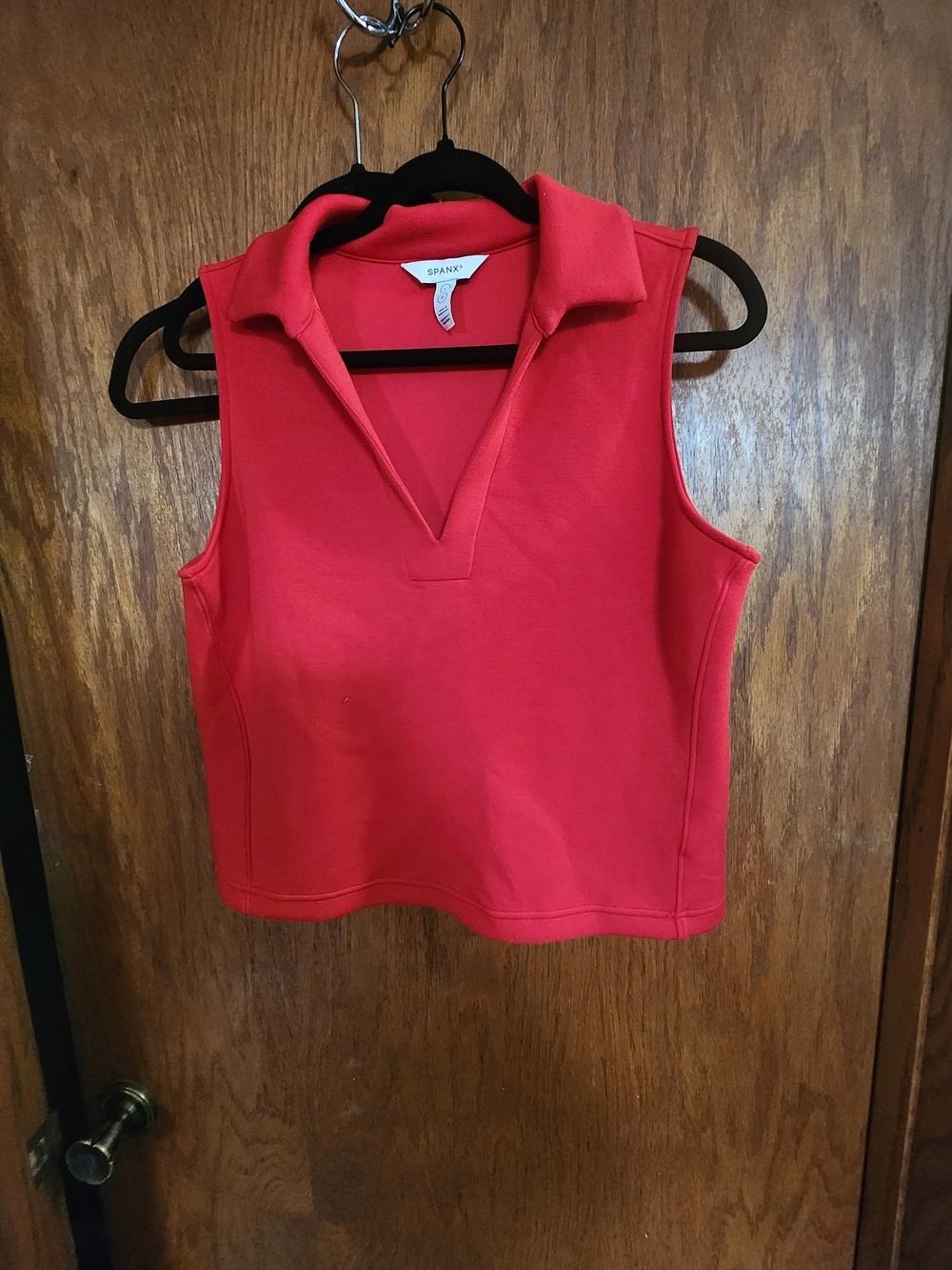 Spanx Sleeveless Red Polo Tank Top
